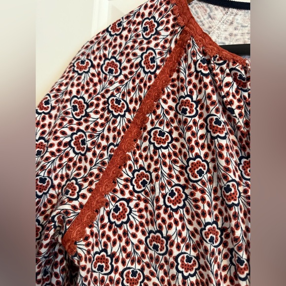 Boden Boho Lace Trim Floral Pattern Bishop Sleeve Dress, 6L - Picture 5 of 11